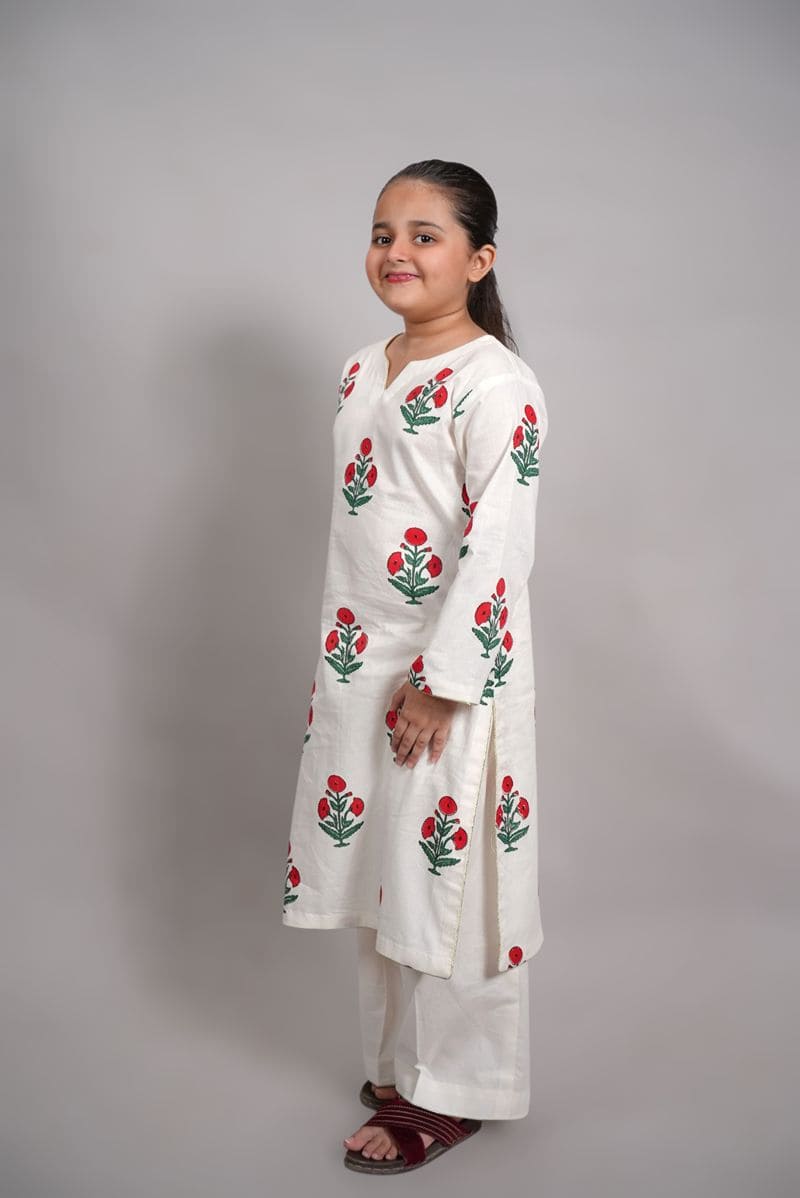 Little Girls Red Poppy Co-Ord Set