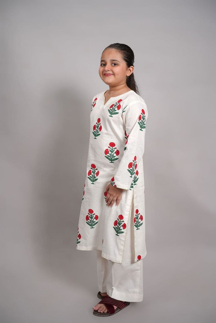 Little Girls Red Poppy Co-Ord Set