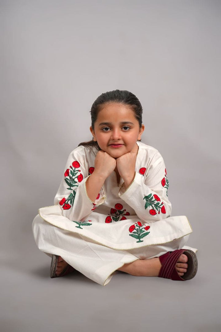 Little Girls Red Poppy Co-Ord Set