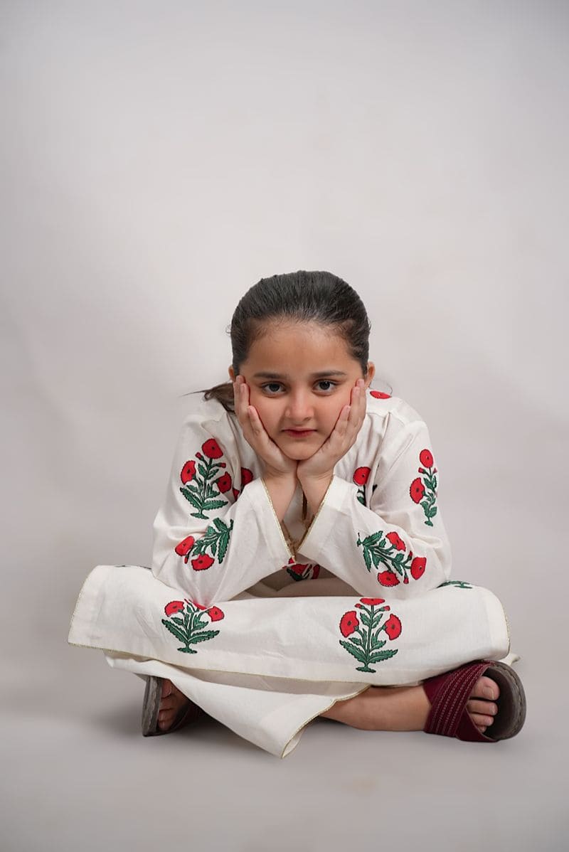 Little Girls Red Poppy Co-Ord Set