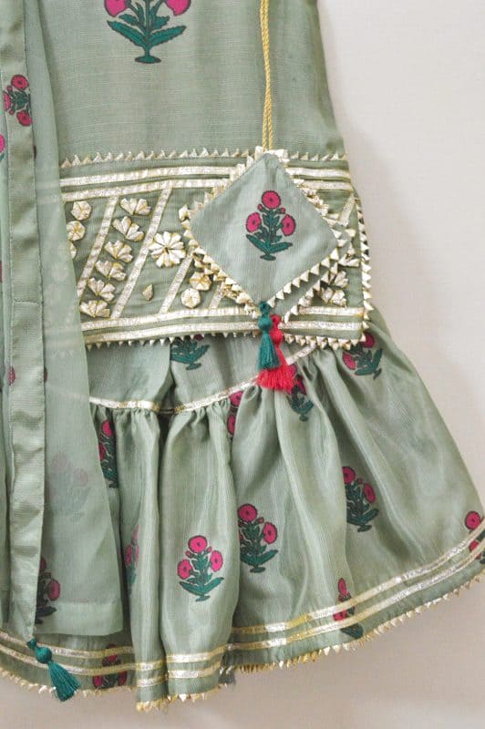 Pistachio Blockprinted Gharara Set