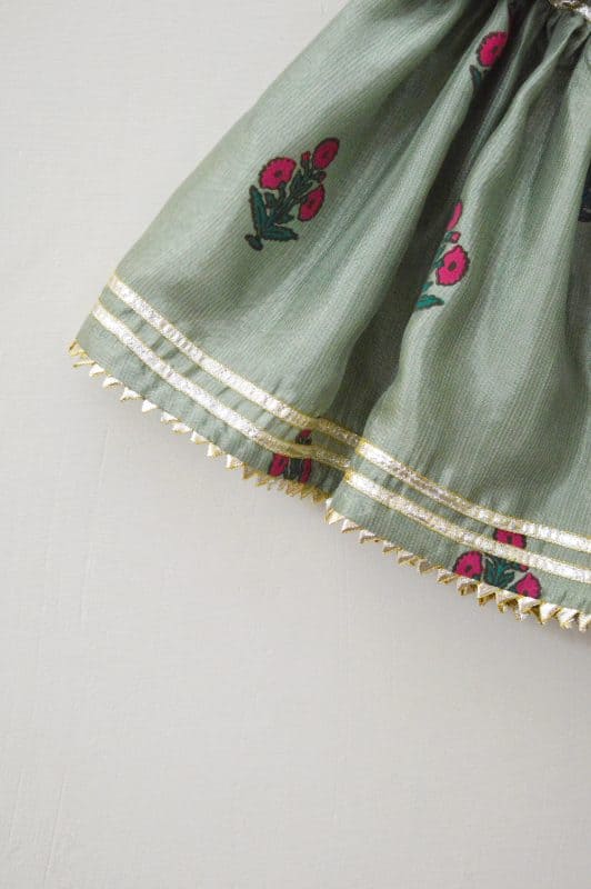 Pistachio Blockprinted Gharara Set