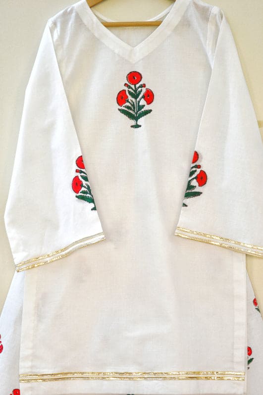 White and Red Poppy Co Ord Set