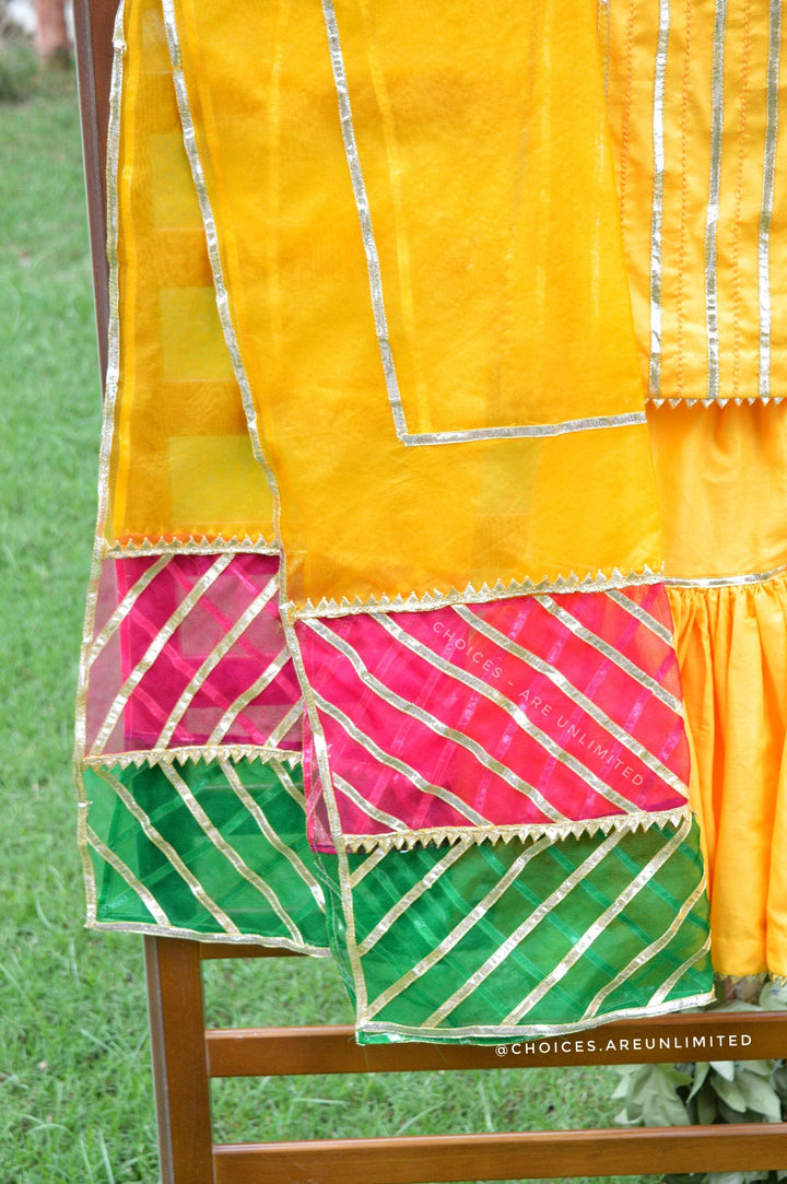 Green Yellow Mehndi Festive Gharara Set